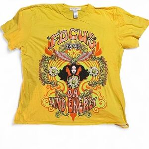 SOLD Project Social T Yellow Graphic Tee with Tag Detail